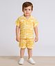 Ministitch Cotton Woven Half Sleeves Abstract Printed Coordinating Shirt & Shorts Set - Yellow