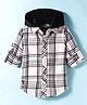 Under Fourteen Only Full Sleeves Checked Shirt With Detechable Hoodie - Black