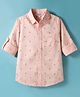 Under Fourteen Only Full Sleeves Abstract Embroidered Shirt - Peach