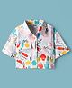 Under Fourteen Only Half Sleeves Abstract Printed Shirt Style Crop Top - White
