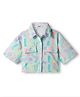 Under Fourteen Only Half Sleeves Sea Life Printed Shirt Style Crop Top - Pista Green