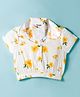 Under Fourteen Only Half Sleeves Floral Printed Swiss Dots Embroidered Shirt Style Crop Top - White