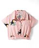 Under Fourteen Only Half Sleeves Birds Printed Shirt Style Crop Top - Peach