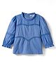 Under Fourteen Only Three Fourth Sleeves Floral Schfilli Embroidered Top - Blue