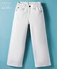 Arias Cotton Woven Full Length Washed Jeans - White