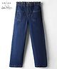 Arias Cotton Elastane Woven Full Length Washed Denim Jeans - Navy Blue