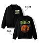 Doreme Fleece Knit Full Sleeves Sweatjacket With Front & Back Brooklyn Print - Black