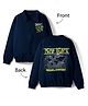 Doreme Fleece Knit Full Sleeves Sweatjacket With Front & Back Brooklyn Print - Navy Blue