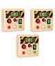 Clapstore Toys Montessori Mini Switch Busy Board with LED Lights, Personalized Sensory Panel for Toddlers 1-6 Years, Develops Hand-Eye Coordination & Fine Motor Skills for Boys Girls (Pack of 3),Beige