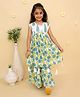 The Mom Store Cotton Knit Sleeveless Floral Printed Gota Lace Embellished Kurti Sharara Set - Multi Colour