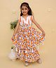 The Mom Store Cotton Knit Sleeveless Floral Printed Gota Lace Embellished Kurti Sharara Set - Multi Colour