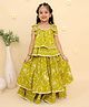 The Mom Store Cotton Knit Sleeveless Floral Printed Gota Lace Embellished Coordinating Layered Lehenga Choli - Multi Colour