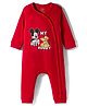 Babyhug Disney Interlock Knit Full Sleeves Romper With Mickey Mouse & Friends Printed - Red