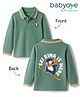 Babyoye 100% Cotton Knit Full Sleeves Polo T-Shirt With Penguin Print - Mint