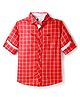 TONYBOY Cotton Woven Full Sleeves Window Pane Checked Shirt - Red