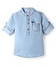 TONYBOY Denim Woven Full Sleeves Solid Kurta Style Shirt - Blue
