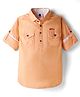 TONYBOY Cotton Woven Full Sleeves Solid Kurta Style Shirt - Peach