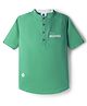TONYBOY Cotton Woven Half Sleeves Typography Embroidered Kurta Style Shirt - Green