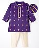 EARTHY TOUCH Woven Full Sleeves Kurta Pajama Set With Floral Print - Purple