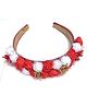 SKD Floral Applique Detailed & Lace Embellished Hair Band - Red