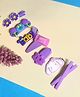 SKD Set Of 7 Floral & Candy Designed Hair Clips - Purple