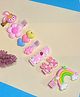SKD Set Of 7 Floral & Rainbow Designed Hair Clips - Pink