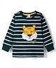 Babyhug 100% Cotton Knit Full Sleeves T-Shirt with Tiger Patch Embroidery - Dark Green