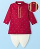 EARTHY TOUCH Woven Full Sleeves Kurta Dhoti Set With Floral Print - Red