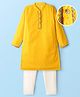 EARTHY TOUCH Woven Full Sleeves Kurta Pajama Set with Floral Embroidery - Yellow