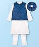 EARTHY TOUCH Cotton Woven Full Sleeves Kurta Pyjama Set with Jacket & Embroidery - Blue