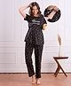 Bella Mama Cotton Knit Half Sleeves Nursing Night Suit with Moon & Star Print - Black