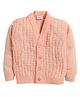 Little Angels Woollen Knit Full Sleeves Self Designed  Cardigan - Peach