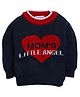 Little Angels Woollen Knit Full Sleeves Heart Designed Sweater - Navy Blue
