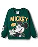 HoneyHap Disney Terry Knit Drop Shoulder Full Sleeves Sweatshirt With Mickey Mouse Graphics & Badge Detailing - Green