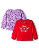 Doodle Poodle 100% Cotton Knit Full Sleeves T-Shirts With Butterfly & Hello Beautiful Text Print Pack of 2 - Purple & Red
