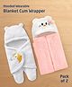ZOE Super Soft Hooded Wearable Blanket cum Wrapper with Unicorn Patch & Hooded Kitty Bath Wrapper Pack of 2 - Pink & White| Lightweight | New Born Gifting Option| All Season| Soft & Comfortable