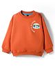 Little Kangaroos Fleece Knit Full Sleeves Sweatshirt With Mountain Print - Orange