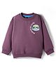 Little Kangaroos Fleece Knit Full Sleeves Sweatshirt With Mountain Print - Purple