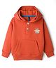 Little Kangaroos Fleece Knit Full Sleeves Hooded Sweatshirt with Text Print & Kangaroo Pocket - Rust Orange