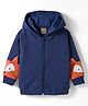 Little Kangaroos Fleece Knit Full Sleeves Hooded Sweatjacket With Fox Applique - Navy Blue