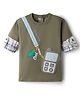Little Kangaroos Looper Knit Full Doctor Sleeves T-Shirt with Mobile Print - Olive Green