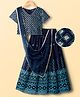 Pine Kids Woven Half Sleeves Choli Lehenga & Dupatta Set With Sequin Detailing - Blue