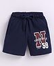 Parrot Crow Cotton Knit Freestyle Text Printed Shorts - Navy Blue