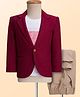 Rikidoos Full Sleeves Textured Blazer With Typography Printed Tee & Pant Set - Maroon & Beige