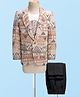 Rikidoos Full Sleeves Abstract Printed Blazer & Pant With Typography Printed Tee Set - Beige & Black