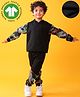 Anthrilo Fleece Knit Full Sleeves Race Themed Printed Coordinating Hoodie & Jogger Set - Black