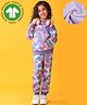 Anthrilo Fleece Knit Full Sleeves Unicorns & Planets Printed Coordinating Sweatshirt & Joggers - Purple