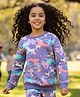 Anthrilo Fleece Knit Full Sleeves  Unicorn & Planet Printed Sweatshirts - Purple
