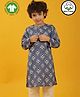 Anthrilo 100% Cotton Woven  Full Sleeves Floral Printed Kurta - Blue