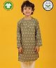 Anthrilo 100%  Cotton Woven Full Sleeves Floral Printed  Kurta - Green